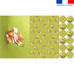 Lot 2 sets de table et 12 dessous de verres motif bébé renard - Création Stillistic