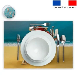 Lot 2 sets de table et 12 dessous de verres motif lion pirate - Création Stillistic