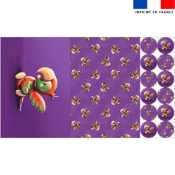 Lot 2 sets de table et 12 dessous de verres motif bébé perroquet - Création Stillistic
