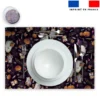 Lot 2 sets de table et 12 dessous de verres motif fantômes noir et violet - Création Stillistic