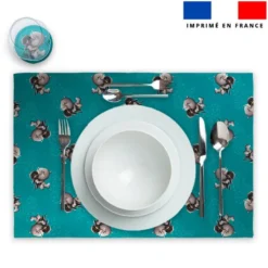 Lot 2 sets de table et 12 dessous de verres motif bébé rhino - Création Stillistic