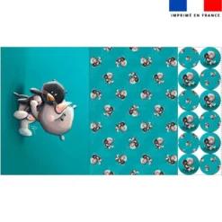 Lot 2 sets de table et 12 dessous de verres motif bébé rhino - Création Stillistic