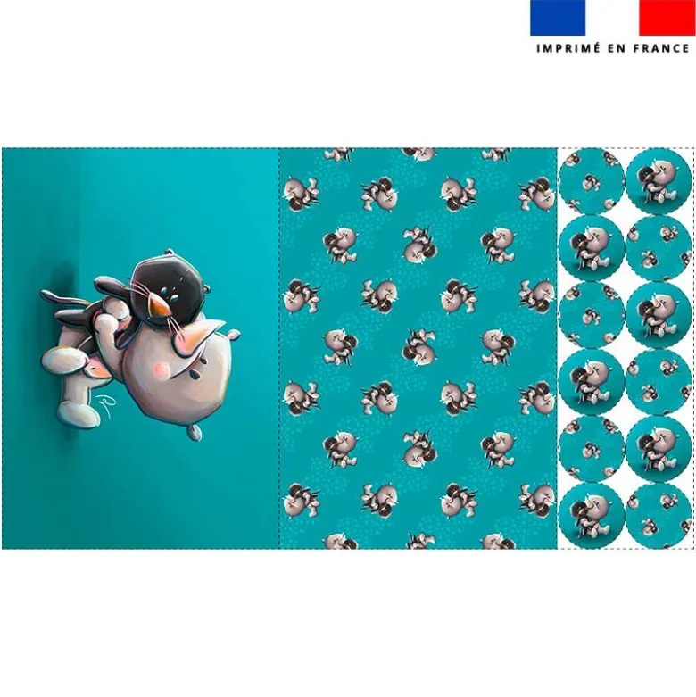 Lot 2 sets de table et 12 dessous de verres motif bébé rhino - Création Stillistic