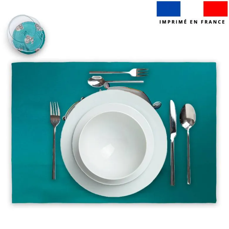 Lot 2 sets de table et 12 dessous de verres motif bébé rhino - Création Stillistic