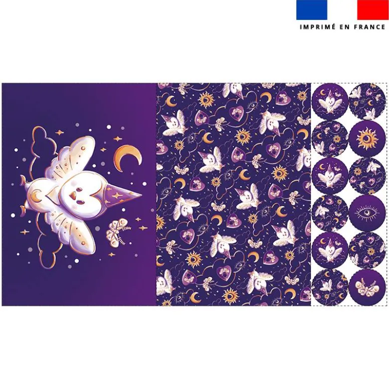 Lot 2 sets de table et 12 dessous de verres motif chouette magicienne - Création Stillistic
