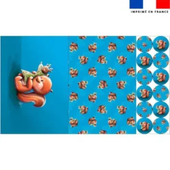 Lot 2 sets de table et 12 dessous de verres motif bébé écureuil - Création Stillistic