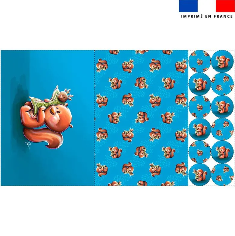 Lot 2 sets de table et 12 dessous de verres motif bébé écureuil - Création Stillistic