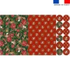 Lot 2 sets de table et 12 dessous de verres motif animaux couronne de noel rouge - Création Stillistic
