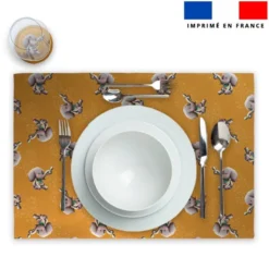 Lot 2 sets de table et 12 dessous de verres motif bébé éléphant - Création Stillistic