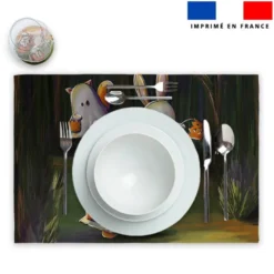 Lot 2 sets de table et 12 dessous de verres motif fantômes et course animaux citrouille - Création Stillistic