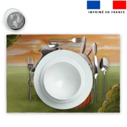 Lot 2 sets de table et 12 dessous de verres motif fantômes et course animaux citrouille - Création Stillistic