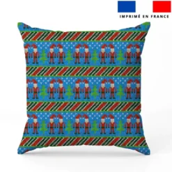 Lutin de Noël effet tricoté - Fond bleu