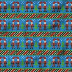 Lutin de Noël effet tricoté - Fond bleu