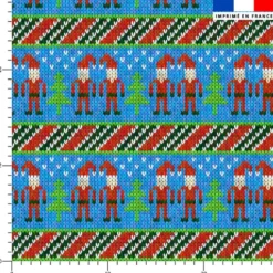 Lutin de Noël effet tricoté - Fond bleu