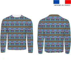 Lutin de Noël effet tricoté - Fond bleu