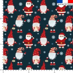 Lutin rouge et père Noël - Fond bleu foncé