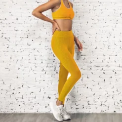 Lycra imprimé dégradé nid d'abeille orange et ocre