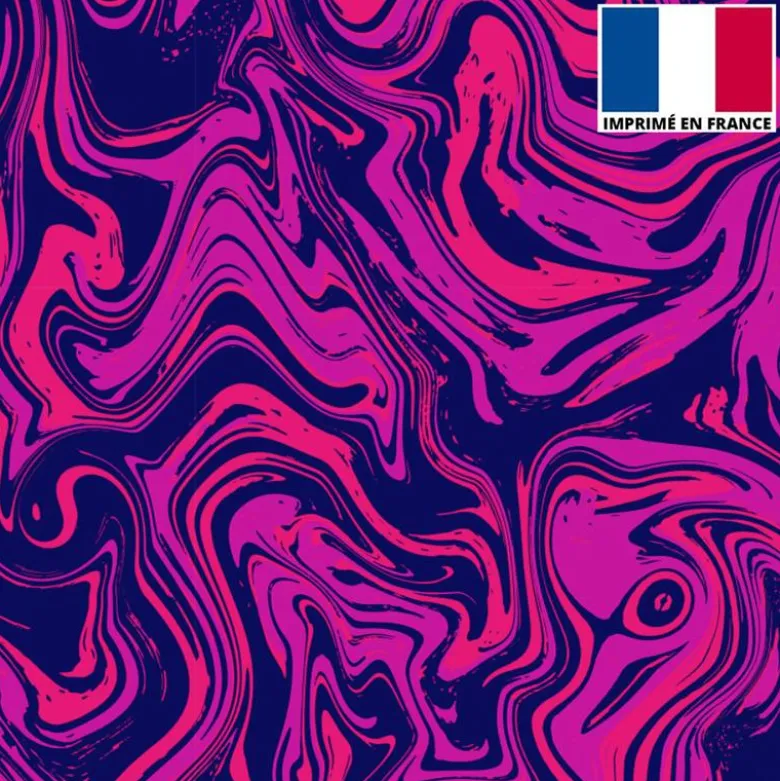Lycra imprimé fluide art rose et violet