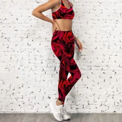 Lycra imprimé fluide art rouge et noir
