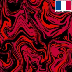 Lycra imprimé fluide art rouge et noir