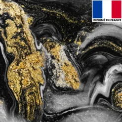 Lycra imprimé magma noir et poudre d'or