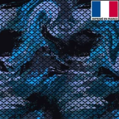 Lycra imprimé petit triangle camouflage noir et bleu