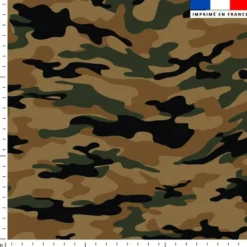 Lycra motif camouflage vert noir et beige