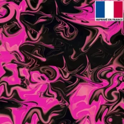 Lycra motif fluide noir et rose