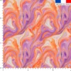 Lycra motif fluide violet et orange