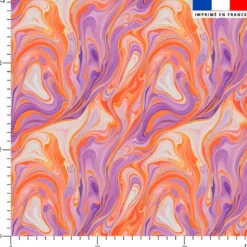 Lycra motif fluide violet et orange