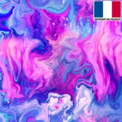 Lycra motif flux coloré bleu et violet