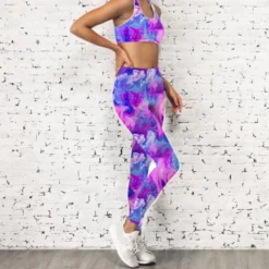 Lycra motif flux coloré bleu et violet