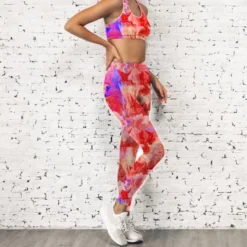 Lycra motif flux coloré rouge rose et bleu