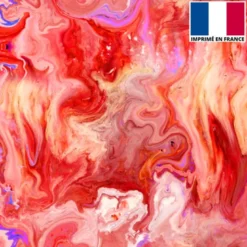 Lycra motif flux coloré rouge rose et bleu
