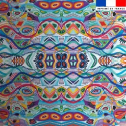 Lycra motif forme abstraite multicolore - Création Lita Blanc