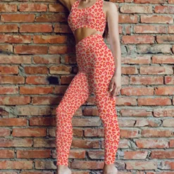 Lycra motif léopard rose et orange