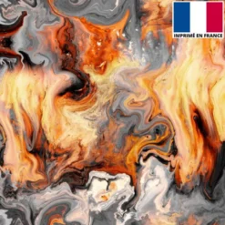 Lycra motif magma jaune orange et gris