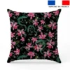 Lézard et fleur effet brodé - Fond noir