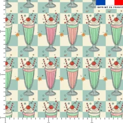 Milkshakes Rétro - Fond Damier Bleu