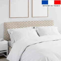 Mosaïque 3D effet bois beige et blanc - Fond beige clair