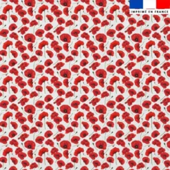 Mousseline blanche motif coquelicot