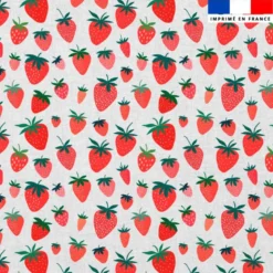 Mousseline blanche motif fraise