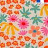 Mousseline crème motif fleurs multicolores