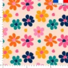 Mousseline crème motif fleurs colorées
