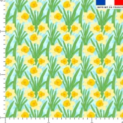 Mousseline motif jonquille printanière