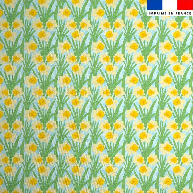Mousseline motif jonquille printanière