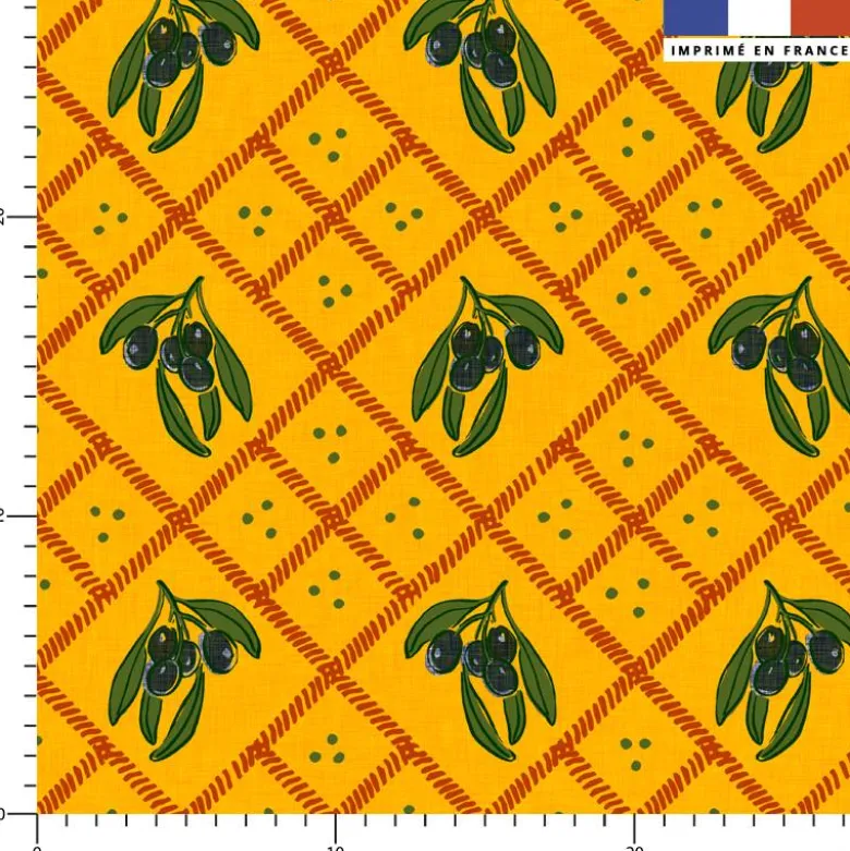 Olives noires - Fond jaune - Création Andréa Leonelli