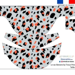 Pack couture sac banane velours côtelé noir et léopard rouge orangé - Taille S