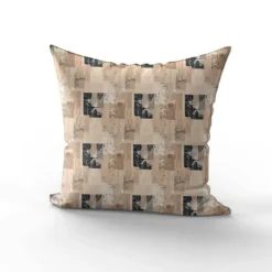 Patchwork effet bois et floral - Fond beige