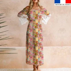 Patchwork fruits exotiques rose - Fond blanc